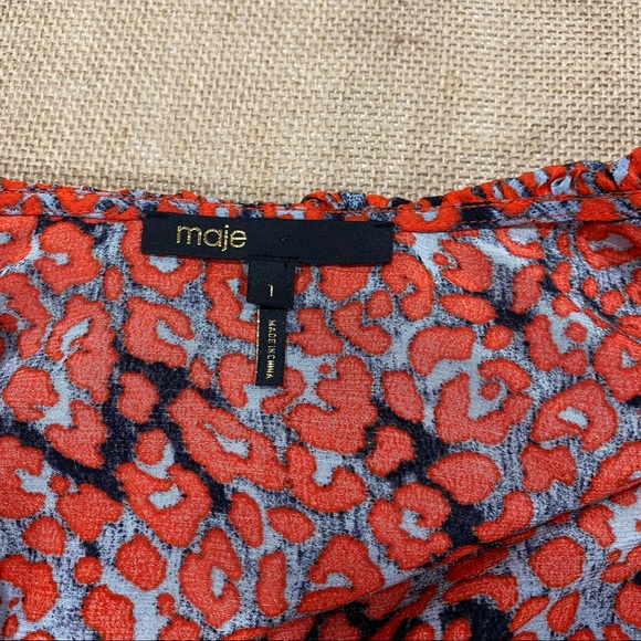 Maje Ruffled Leopard-Print Crepe Wrap Mini Dress - Picture 10 of 12